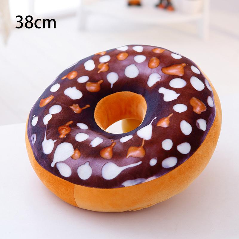 38/60cm Donut Food Toy Colorful Stuffed Ring Shaped Decor Plushie Head Pillow Seat Cushion for Chair Indoor Floor Sofa Gift