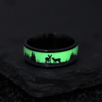Christmas Reindeer Snowy Scene Luminous Ring