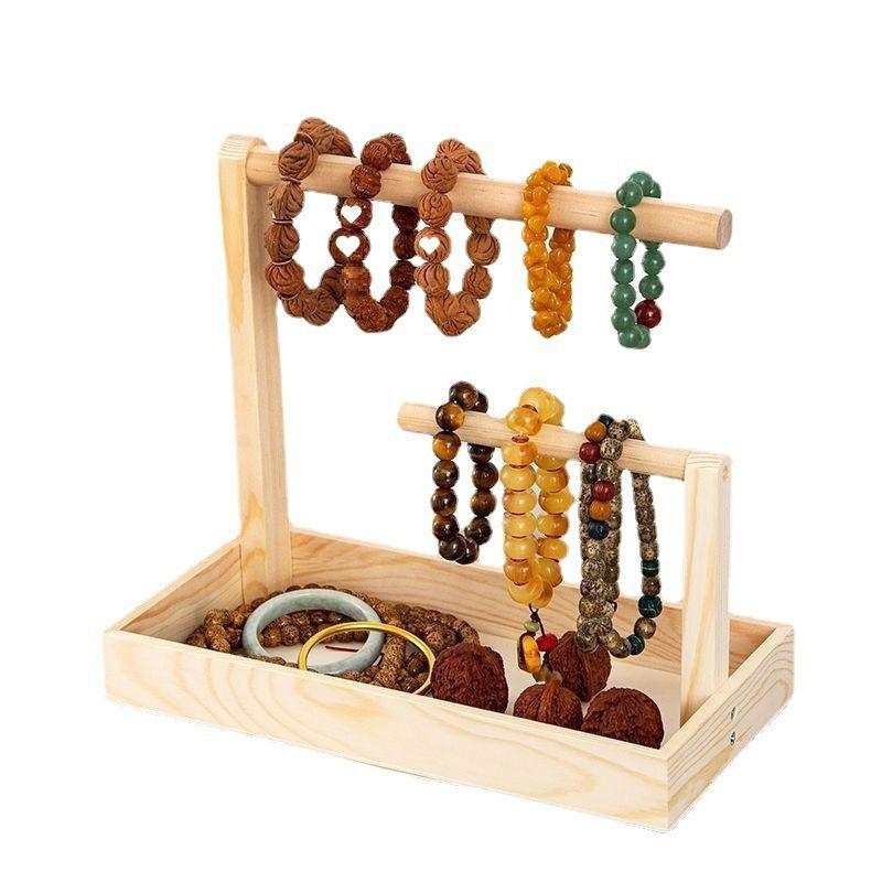 Wooden Necklace & Bracelet Display Stand for Buddhist Beads and Antiques