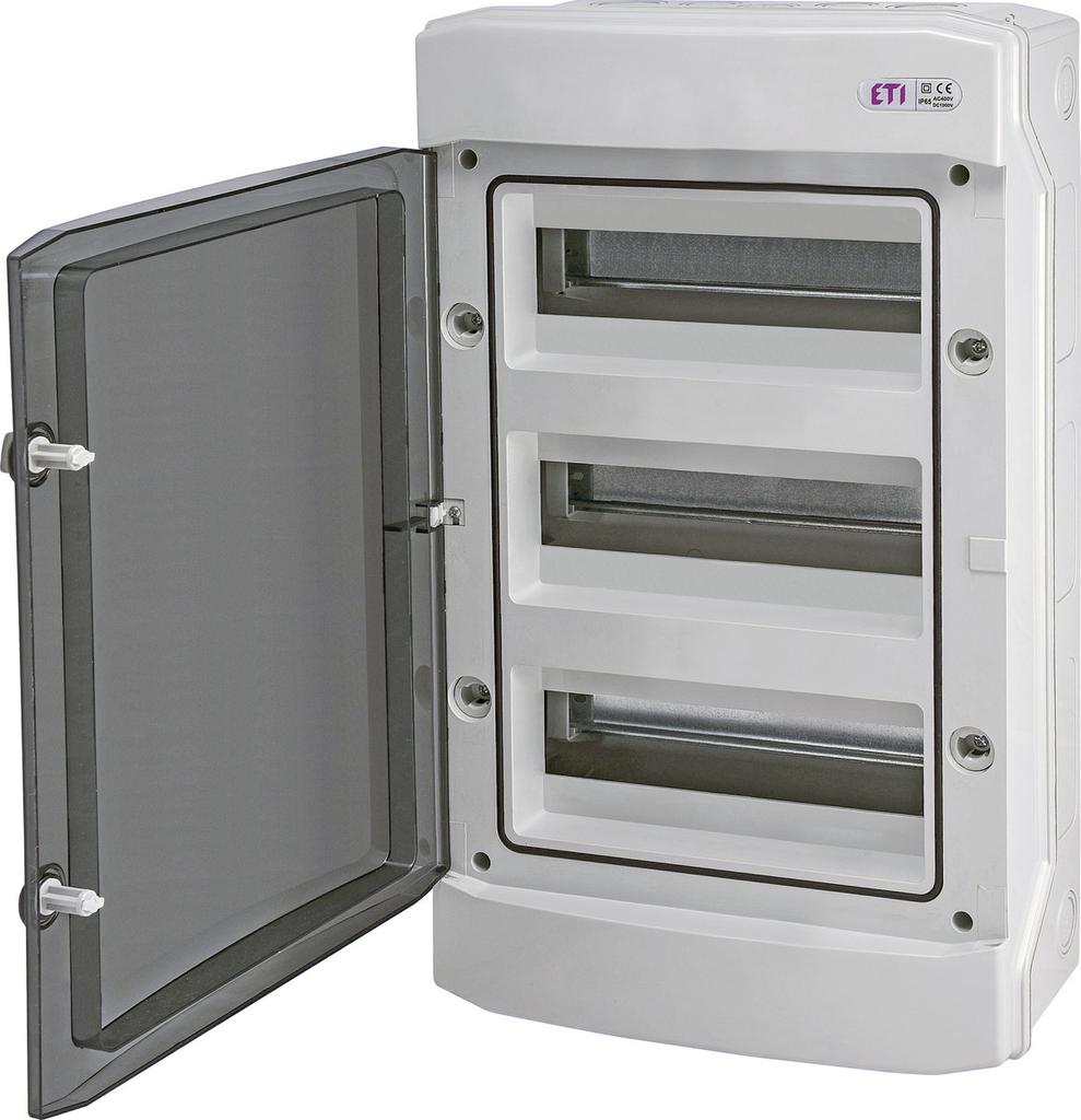 Surface-mounted distribution board ECH-36PT- 36 modules, transparent door IP65 1500V