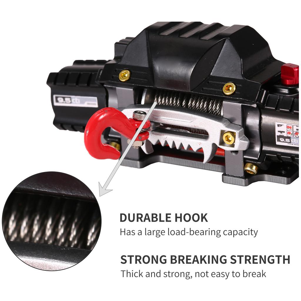 RC Car Dual Motors Metal Winch with Manual Controller for 1 8 Remote Control Cars