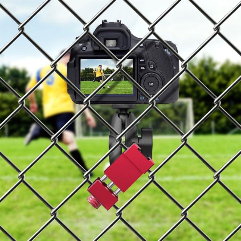 Aluminum Tennis Camera Mount for Smartphone and Action Cameras, 360 Degree Adjustable Phone Clamp for Sports Training