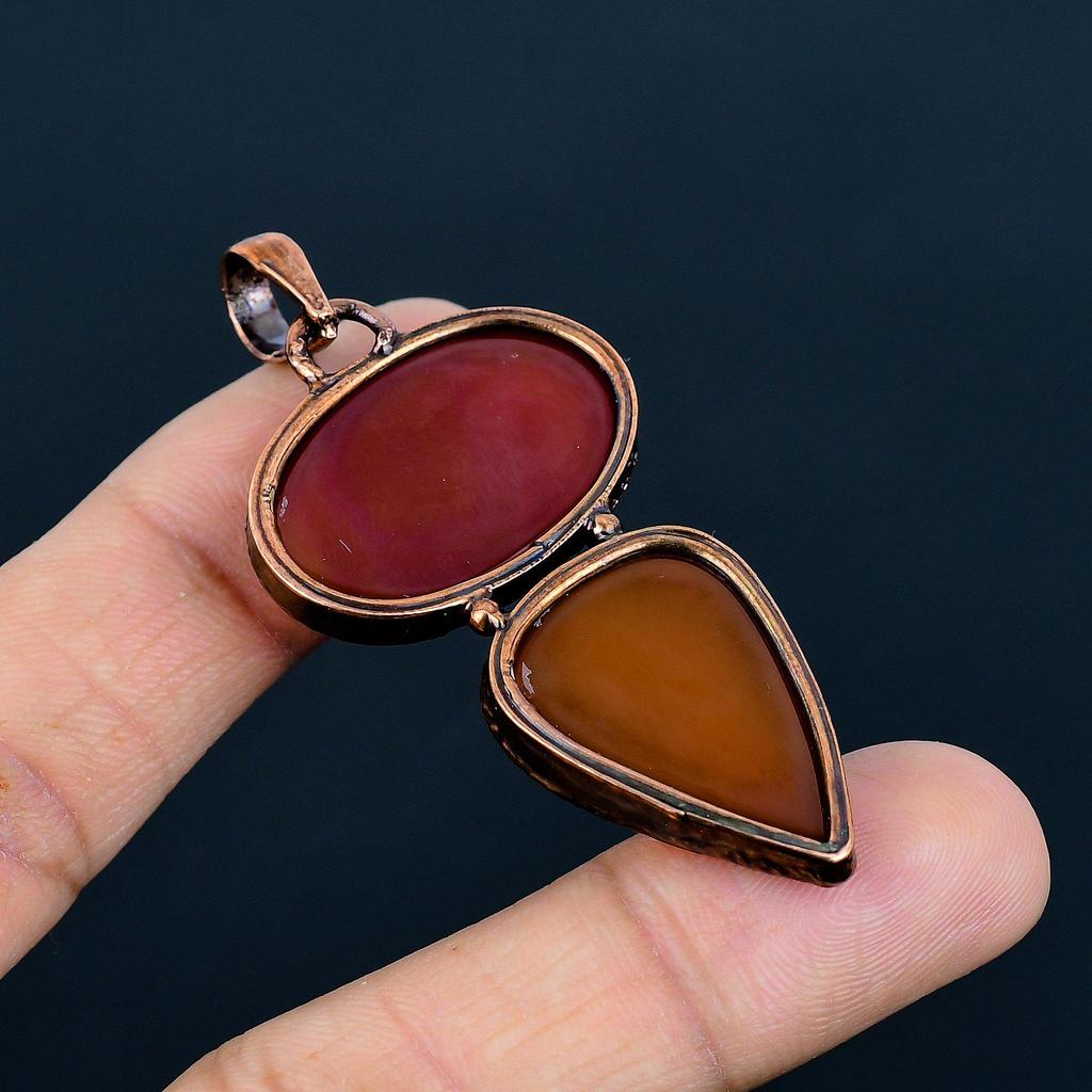 Carnelian Copper Electroformed Pendant, Handmade Gemstone Pendant Jewelry, Gifts For Wife Brand New Pendant