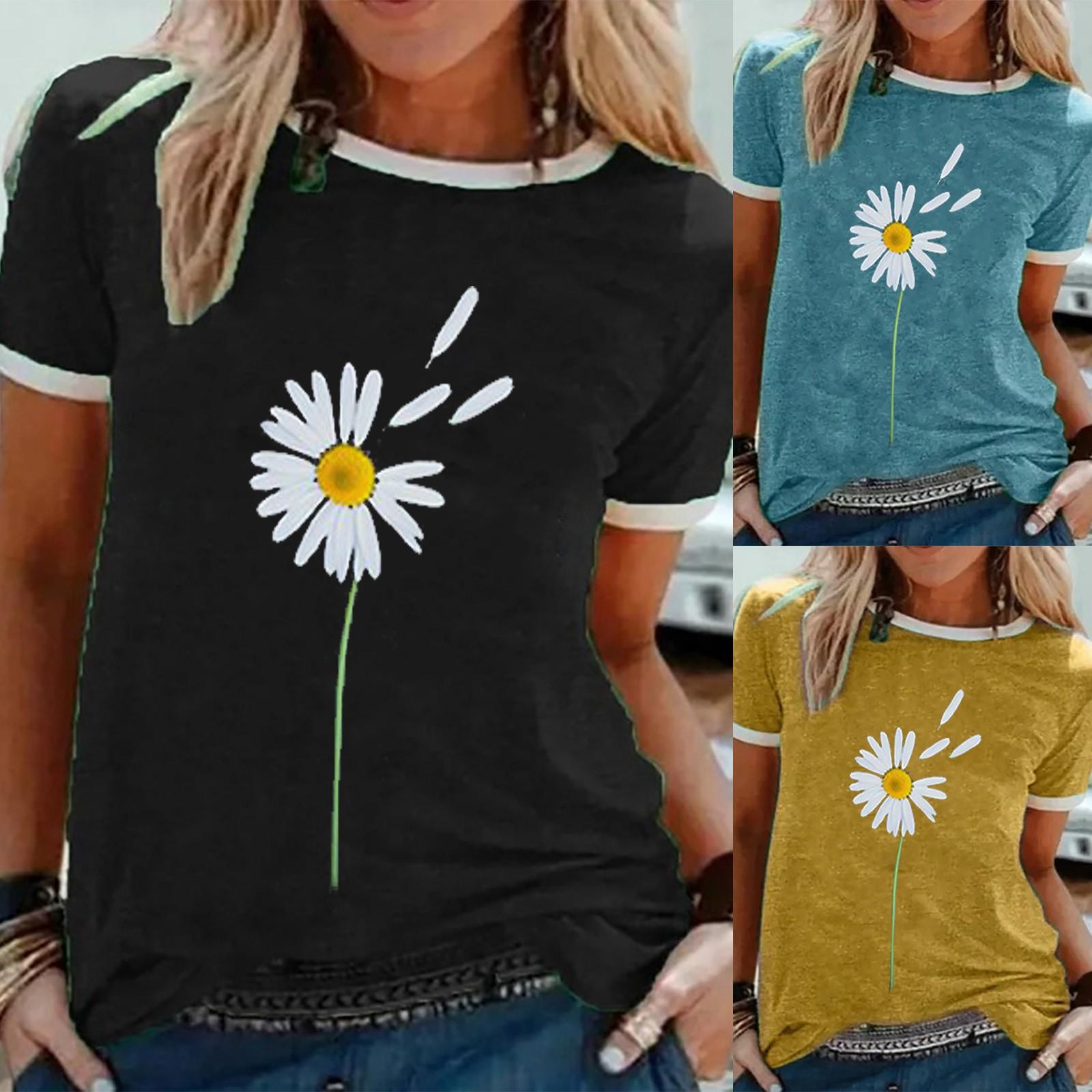 

Женские повседневные модные свободные топы с круглым вырезом и короткими рукавами с принтом