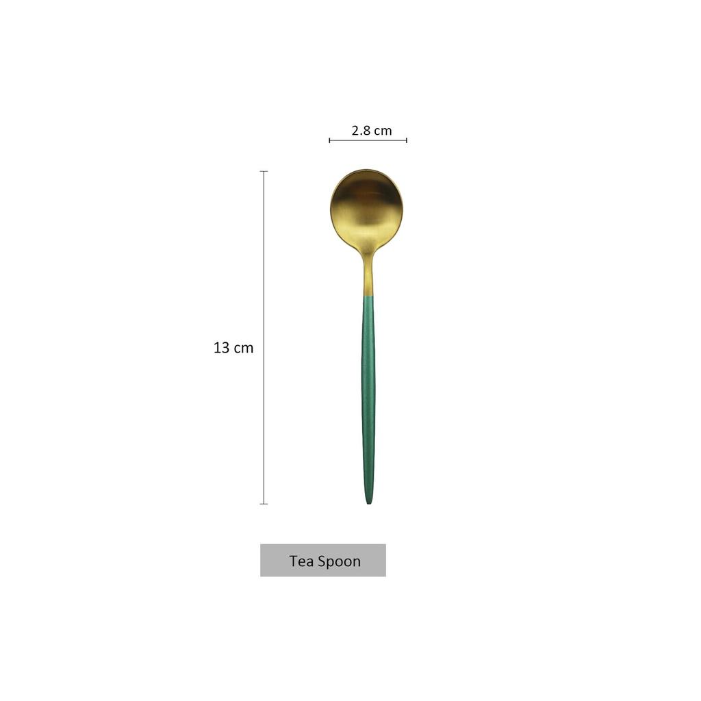 1pcs Green Metal Dinnerware Reusable Gold Flatware 304 Stainless Steel Cutlery Knife Fork Spoon Dessert Tea Kitchen Tableware