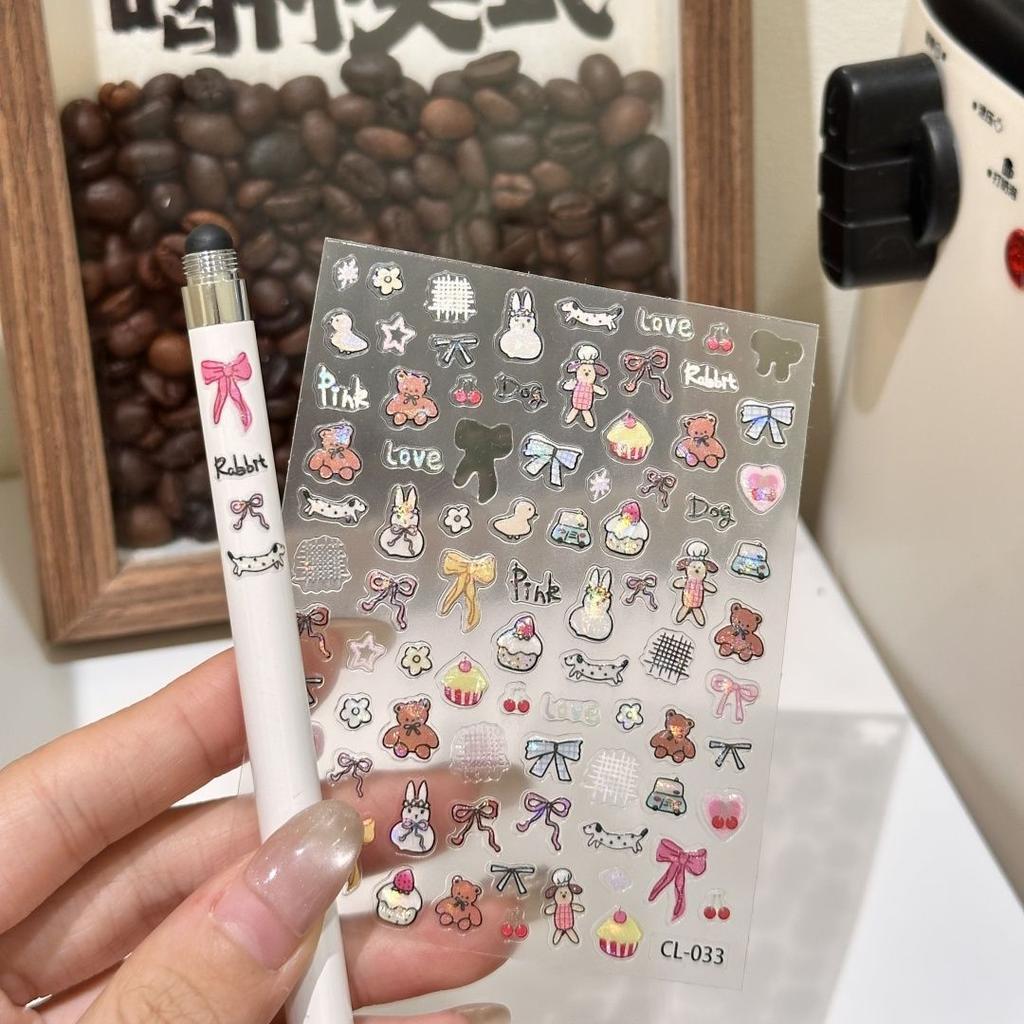 Cute Mini Cartoon Dog Cat 3D Relief Sticker UV-printed Bulging Decoration for Polaroid Camera CCD & Phone Case Girl's Nail Decal