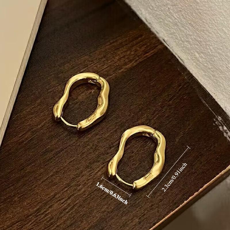 Vintage Metal Geometry Hoop Earring Fashion Design Irregular Minimalist Earrings for Women Fashion Jewelry Gift