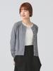 Ray Beams Women's L/S Knit Cardigan with Mixed Material, Gray, One Size