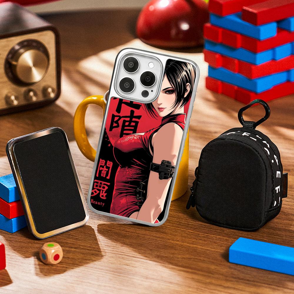 Ada wong X Leon hot game poster Phone Case for iPhone 16 15 14 13 12 11 Pro Max Sheepskin Silver-edged protective case