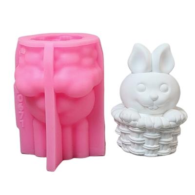 3D Korb Hasen Statue Silikon Kerzenformen Epoxidharz Silikonformen für Kerzen Seife Fondant Schokolade Kuchen Backen