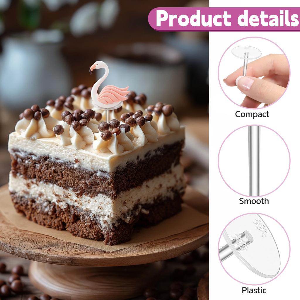 100Pcs Cake Decor Base Plastic Nails Transparent Cake Topper Fixing Holder for Wedding Birthday Baby Shower Baking Supplies