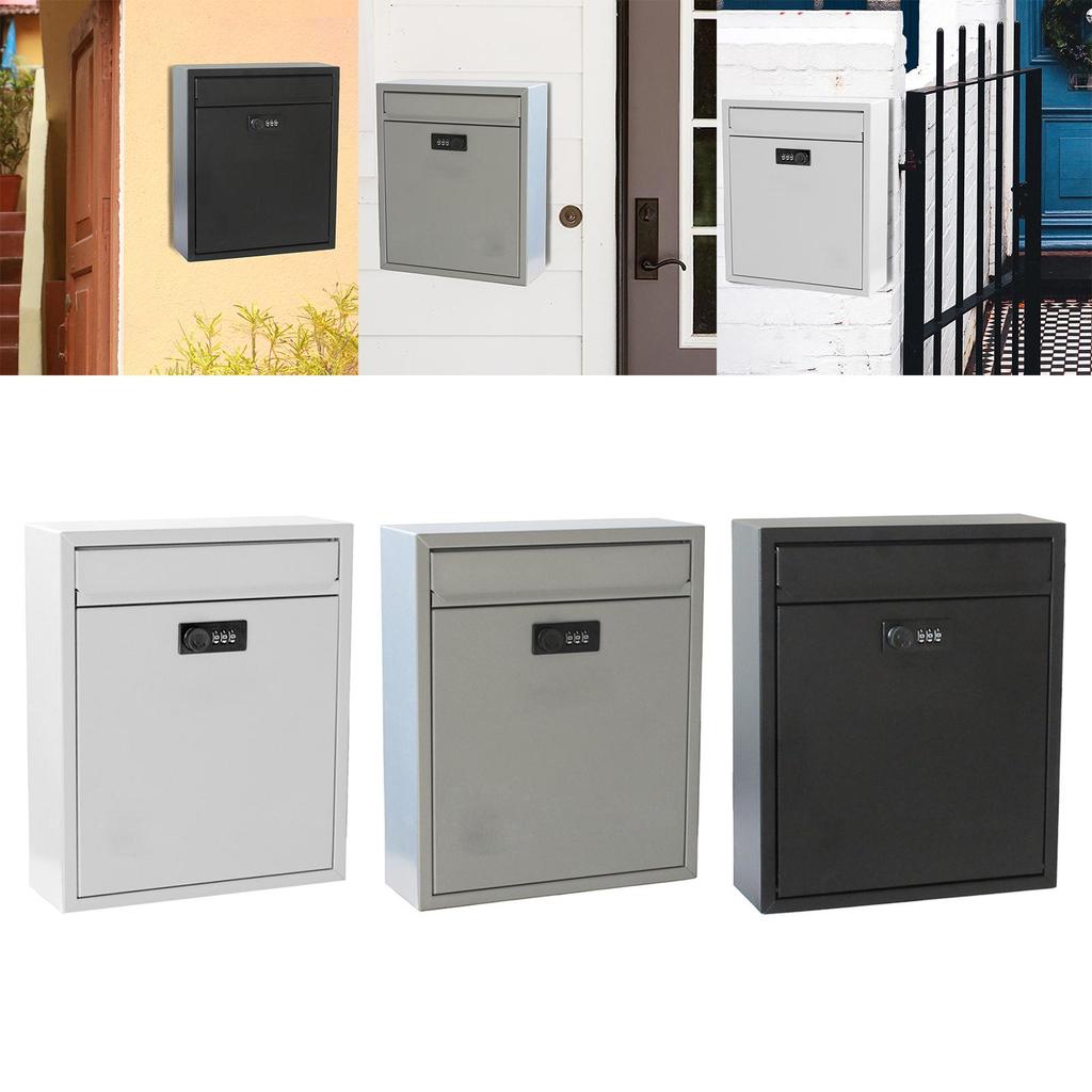 Wall Mount Mailbox with Lock Metal Postbox Retro Drop Box Post Letter Newspaper