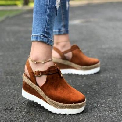 Wedge Women Sandals Summer Cover Heel Sandal Casual Platform Buckle Strap Female Sandals Espadrilles Woman Shoes Plus Size 35-43