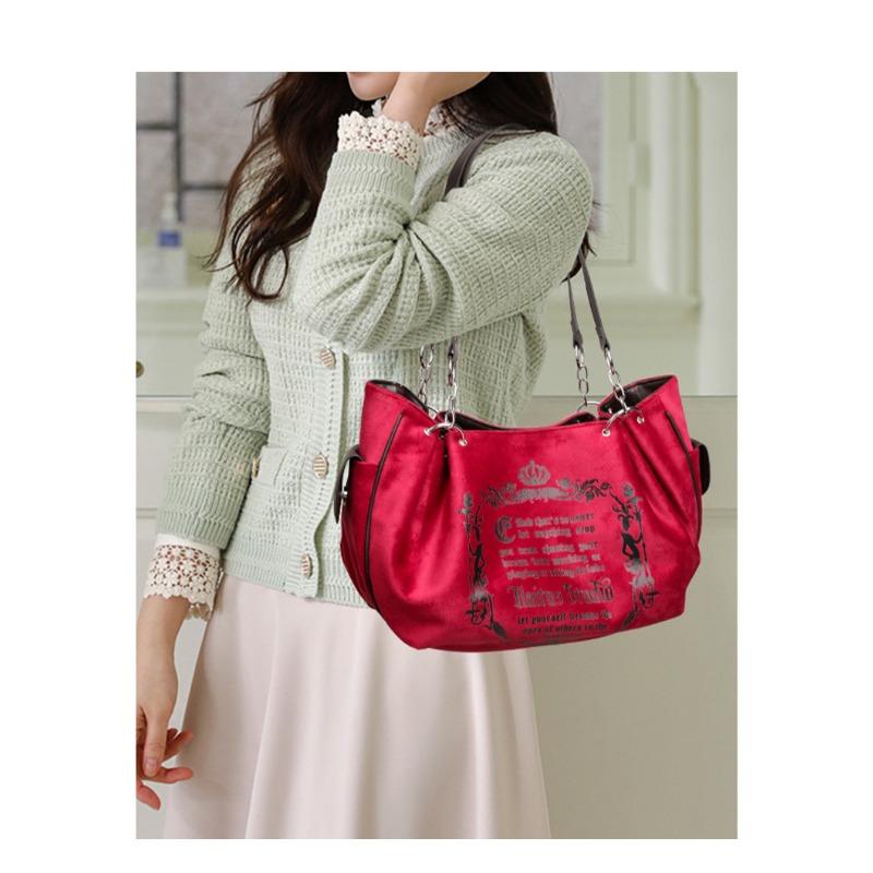 Large Capacity Vintage Artistic Chain Strap Tote Bag Women Fashion Soft Crossbody Pumpkin Bag