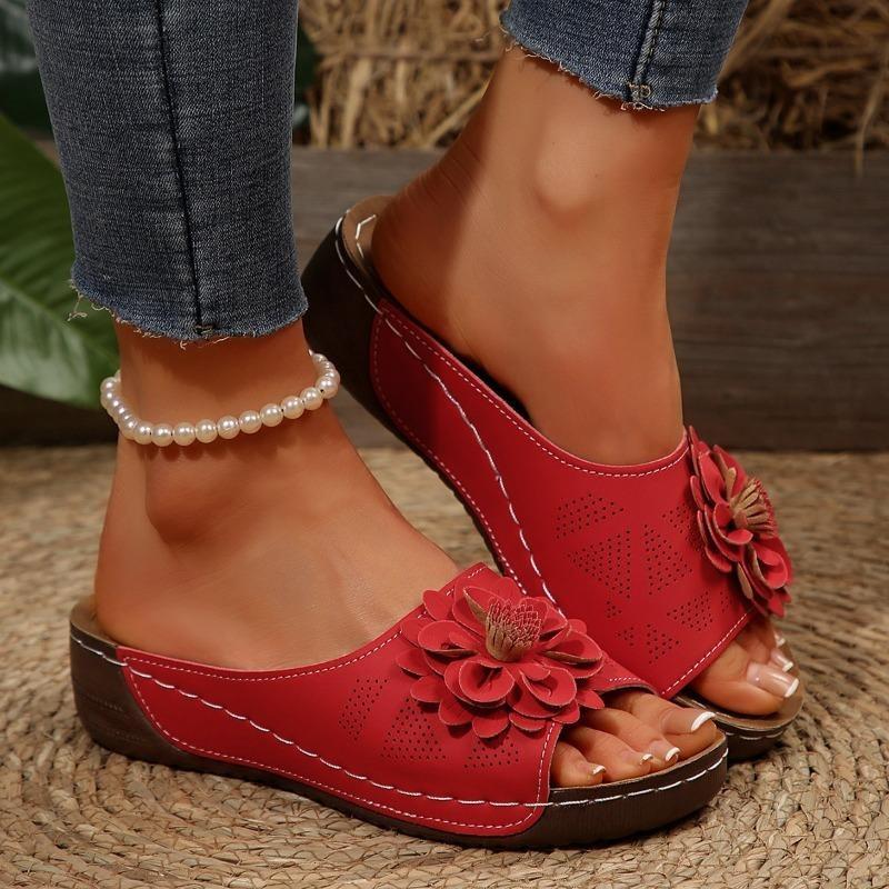 Cross-border New Large-size Women's Shoes Spring and Summer New Amazon Cross-border One Flower Open-toed Slippers European and American Sandals