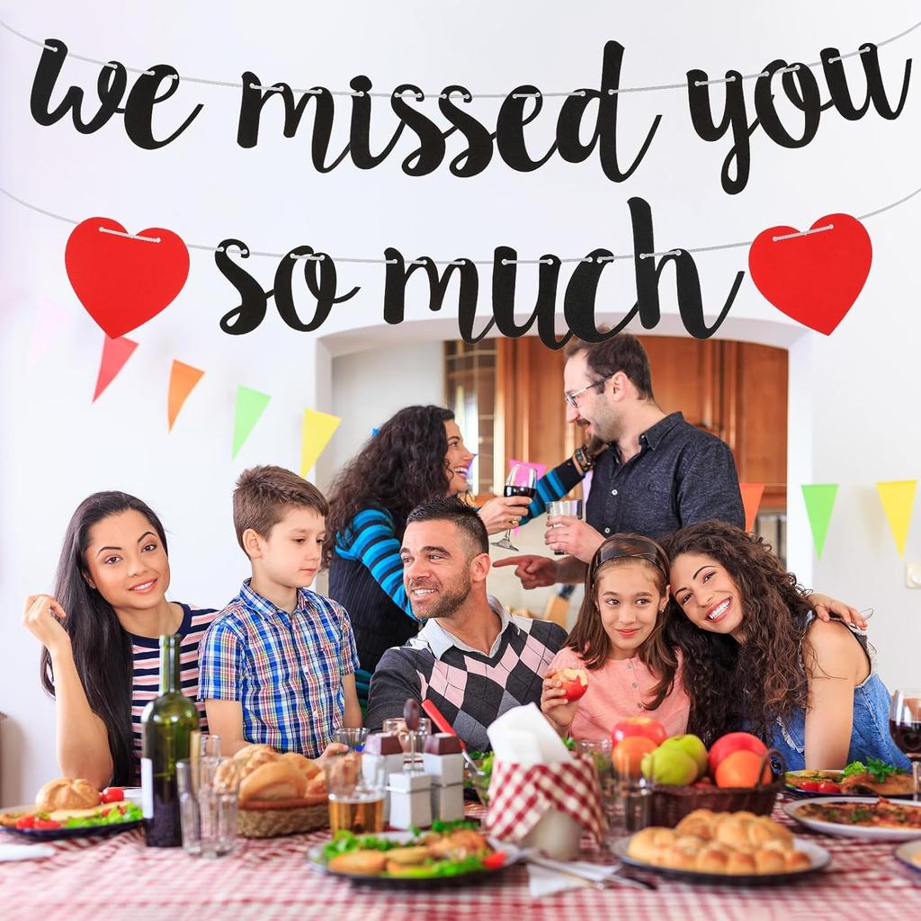 Welcome Home Banner, We Missed You So Much Banner, Welcome Home Decorations for Family Reunion Friends Back Graduation Happy Friendsgiving Signs