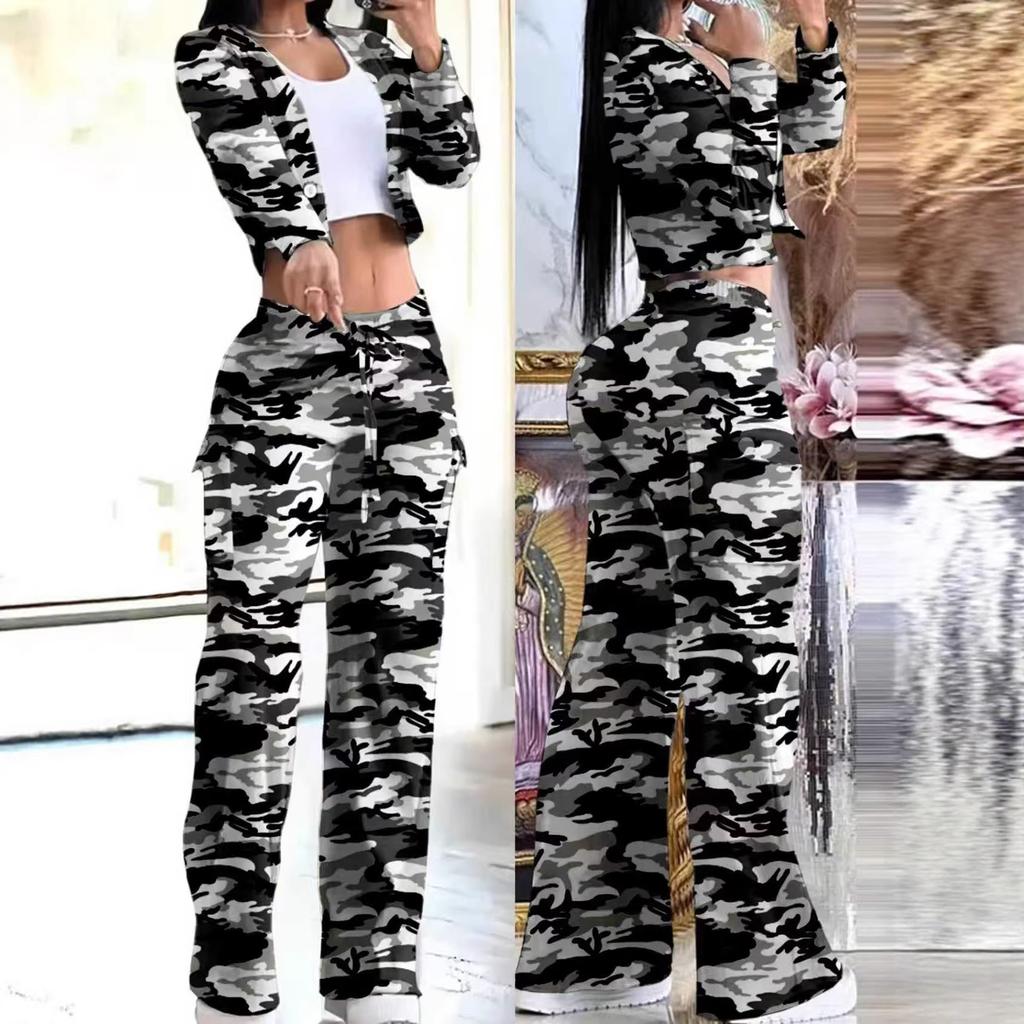 VEZFAA Women's Fashion Casual Colour Block Print High Waist Trousers Pants & Capris