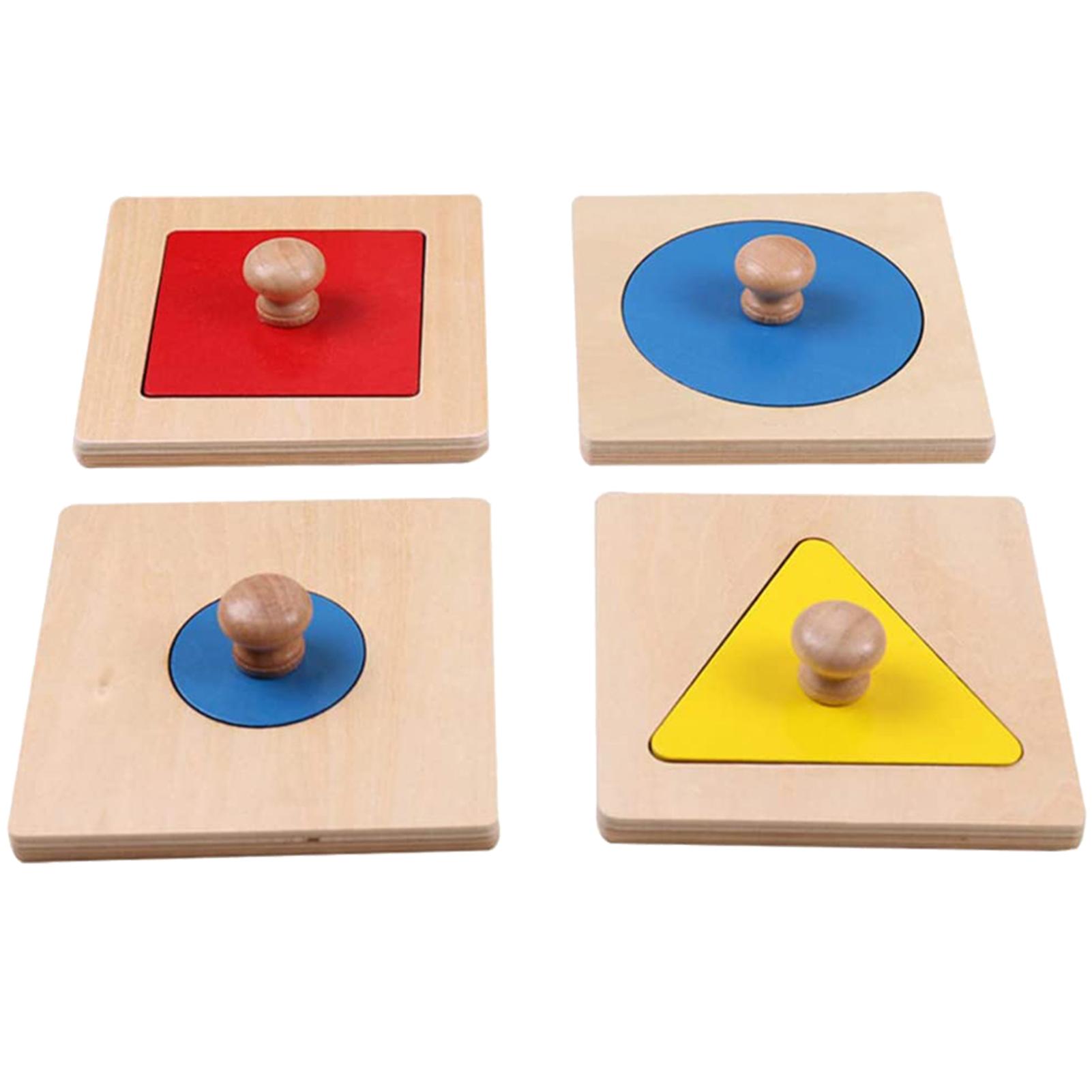 

Montessori Various Shape Puzzle 4 Pieces Wood Geometric Shape Match For Baby China Mainland