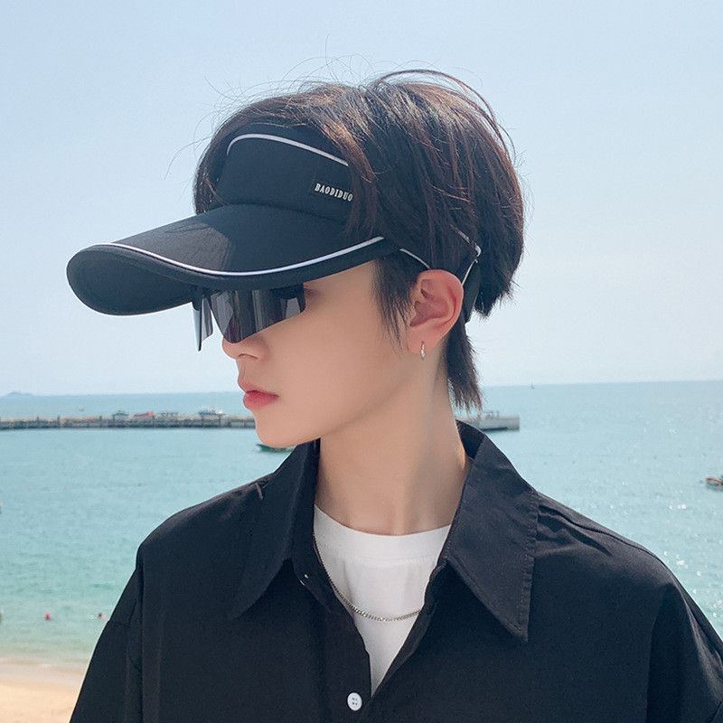 

9244 Summer Sun Protection Hat with Sunglasses UV Protection Sun Hat Men s Empty Outdoor Sports Top Peaked Baseball Cap Black