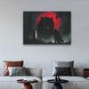 1pc Glam Style Polyester Wall Tapestry, Red-Eyed Long-Haired Black Wolf and Silhouette of Sword-Wielding Old for Man, Da