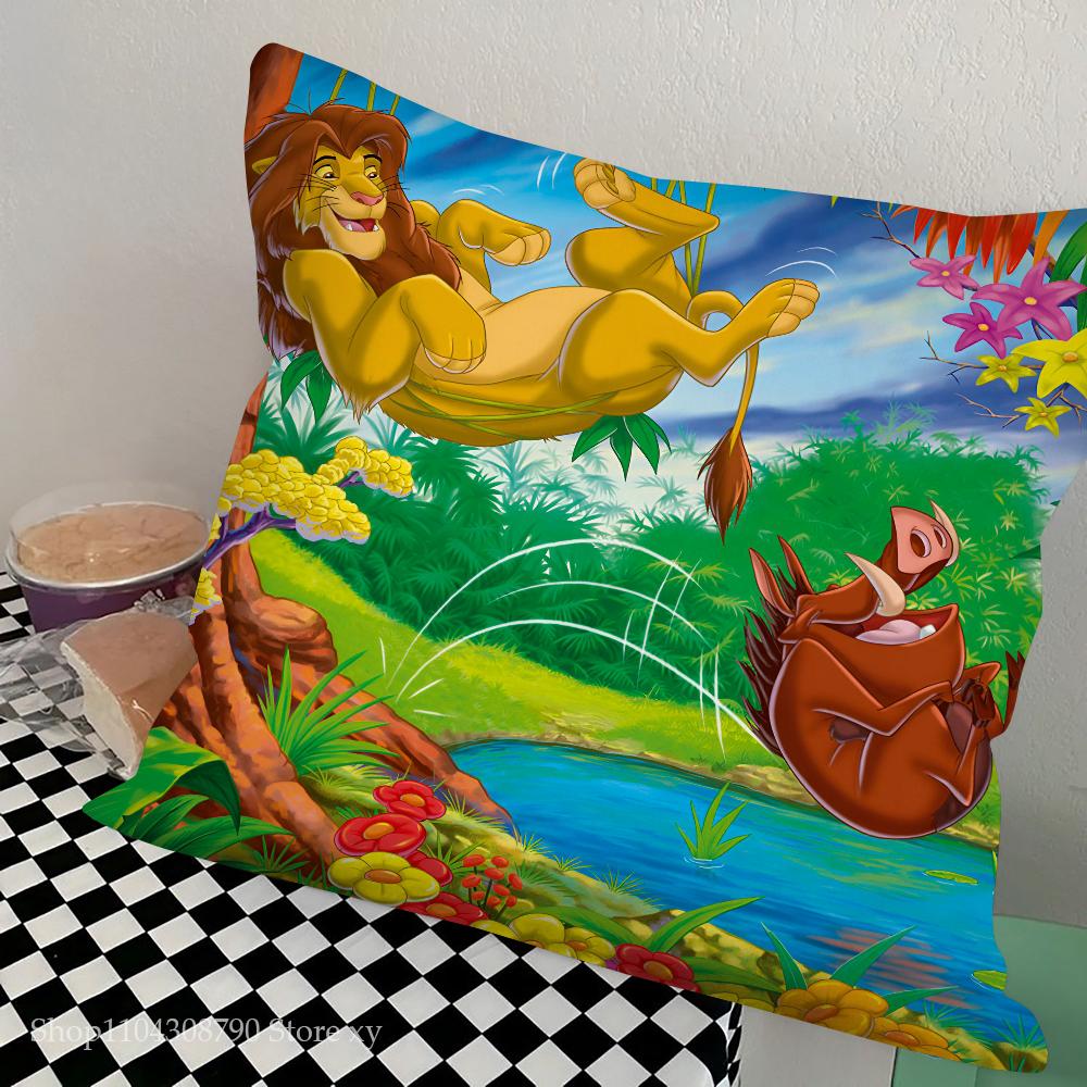 Kreslený Král lev Povlak na polštář Módní čtvercový povlak na polštář Ložnice Pohovka Místnost Ins Dekorace Volný povlak na polštář 40x40