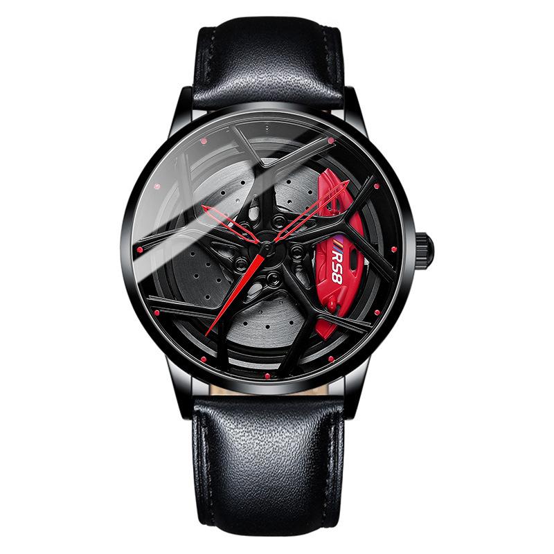 SVJ RS8 Hjulklokke Herre Stereo Brems Hollow Dial Sports Car Modified Black Technology Vanntett