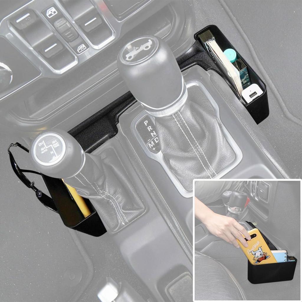 YOCTM Gear Storage Box for Jeep Wrangler JL Rubicon Sport Sahara Gladiator JT 4XE 2018 2019 2020 2021 2022 2023 2024 2025 Console Custom Storage Box