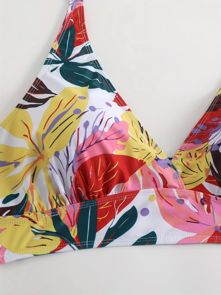 Cross-Border Split Bikini: Sexy Bandeau Print Triangle Swimwear for Women