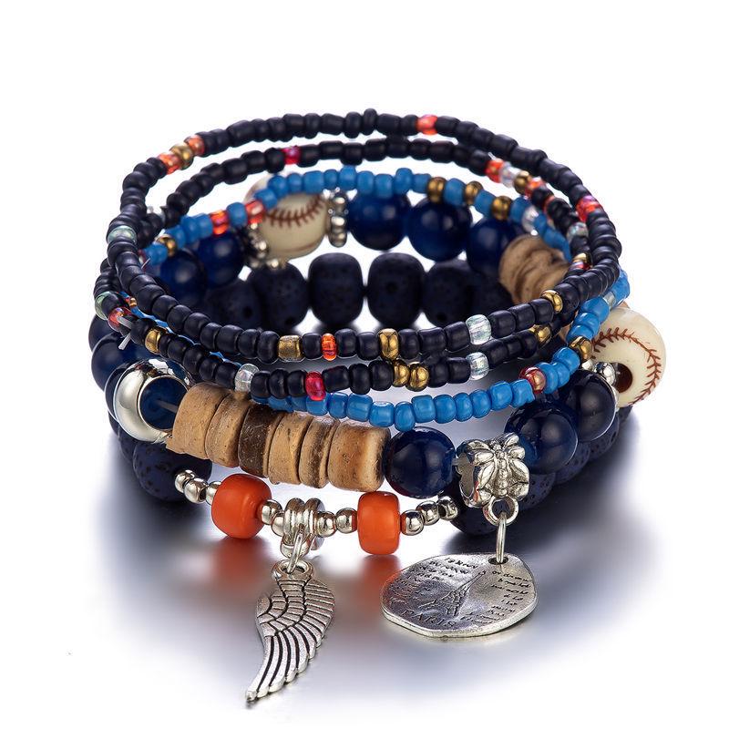 Bohemian Ethnic Multi-Layered Colorful Beaded Bracelet Set for Women