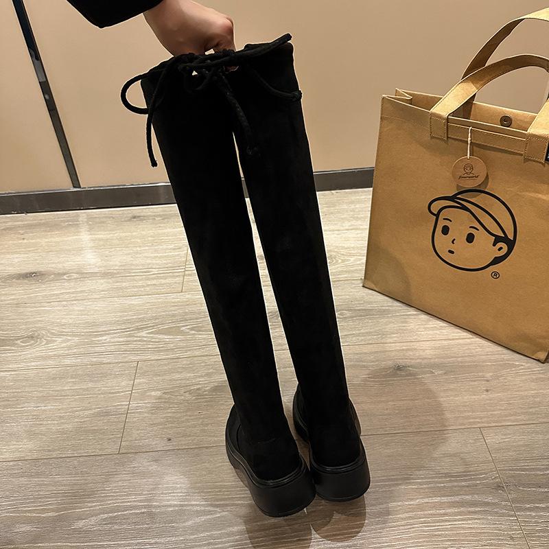 

Autumn and winter new Korean version thick-soled suede over the knee long tube fashion boots female Internet celebrity fashion casual heel female boot 39