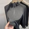 Plus Size German Velvet Half-Zip Long-Sleeve Women's Slimming Warm Top for Autumn/Winter
