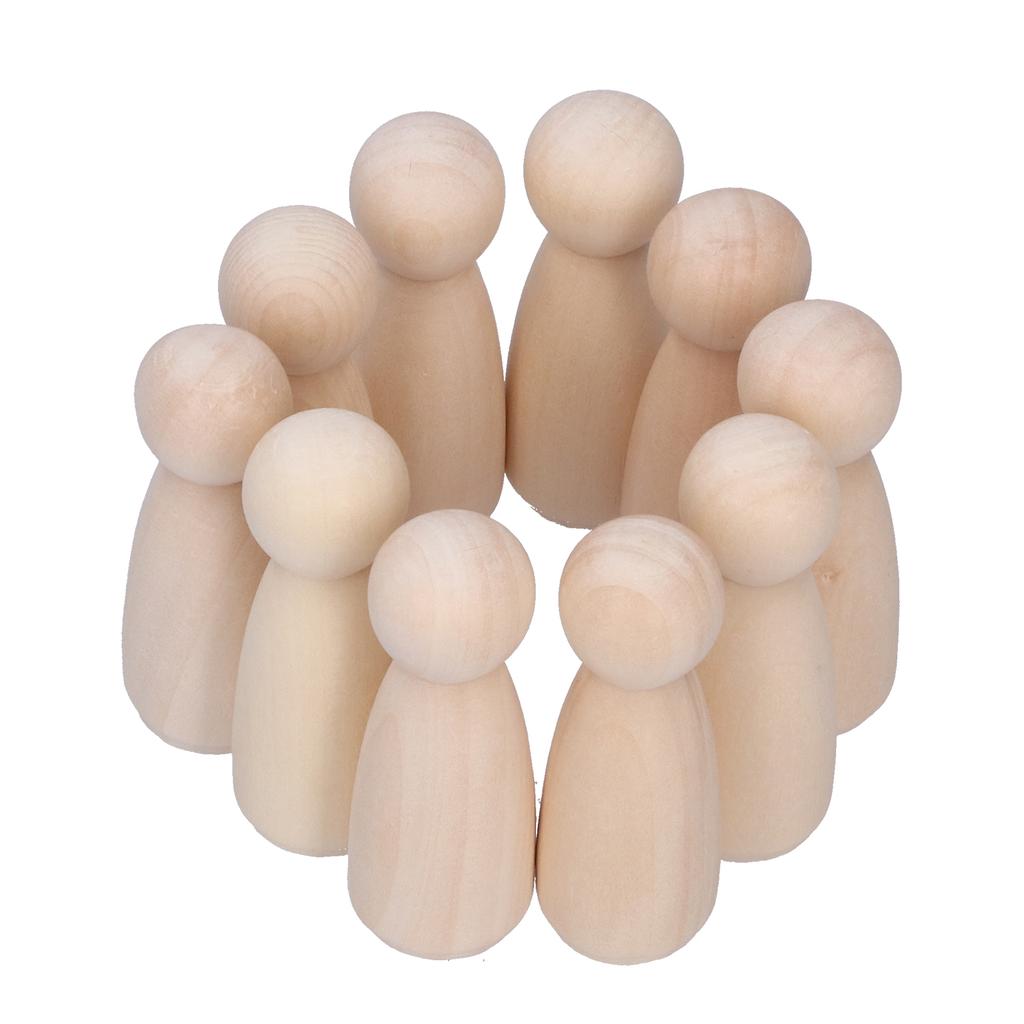 10pcs Wooden Peg Figures Children"s Painted Graffiti Wood Dolls for Kids DIY Art Craft