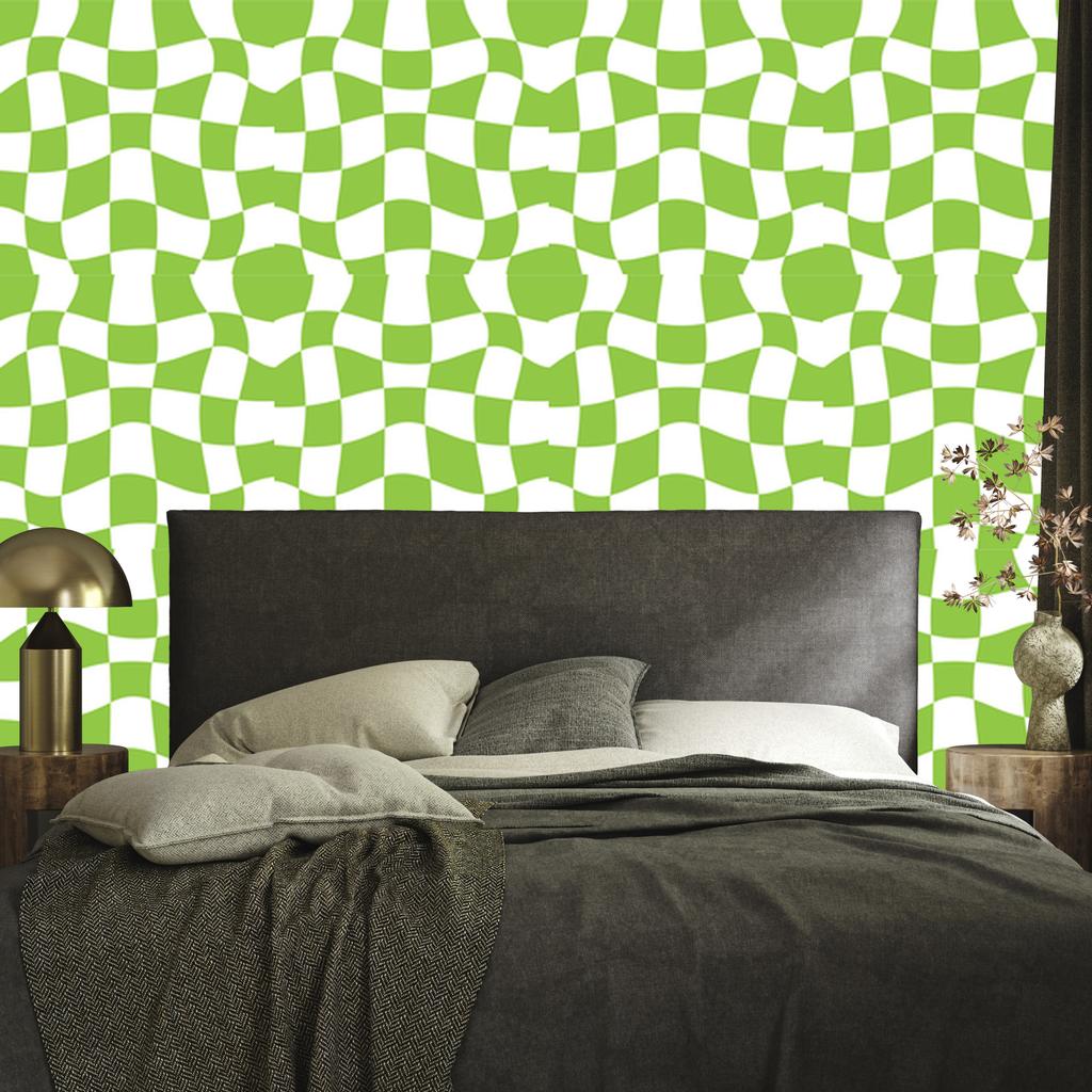 Wallpaper Casual Checkerboard Lime for Living Room and Bedroom 50x1000