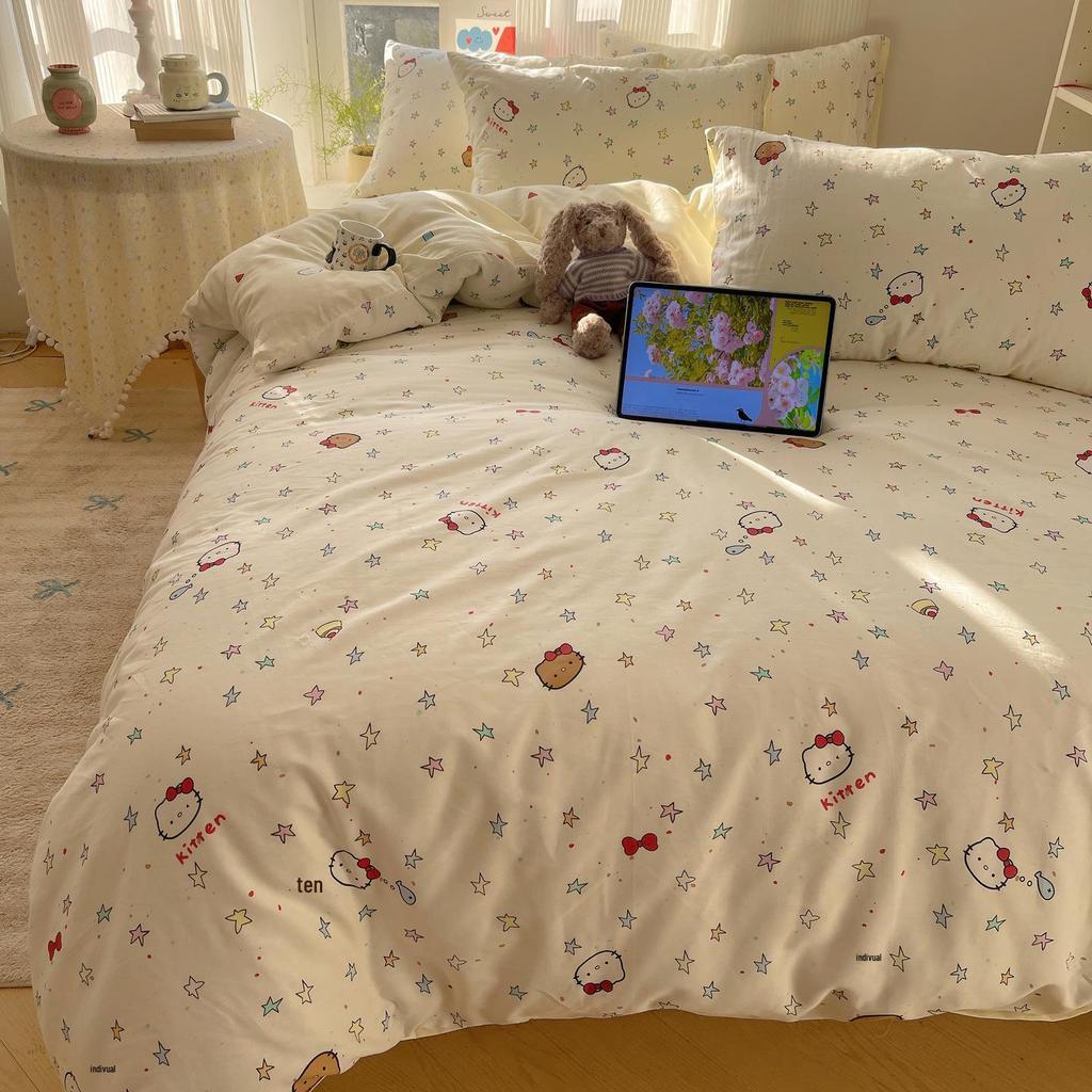 Early Spring 2026 Cute Cartoon Pure Cotton 3-Piece Bedding Set - Skin-Friendly and Age-Reducing