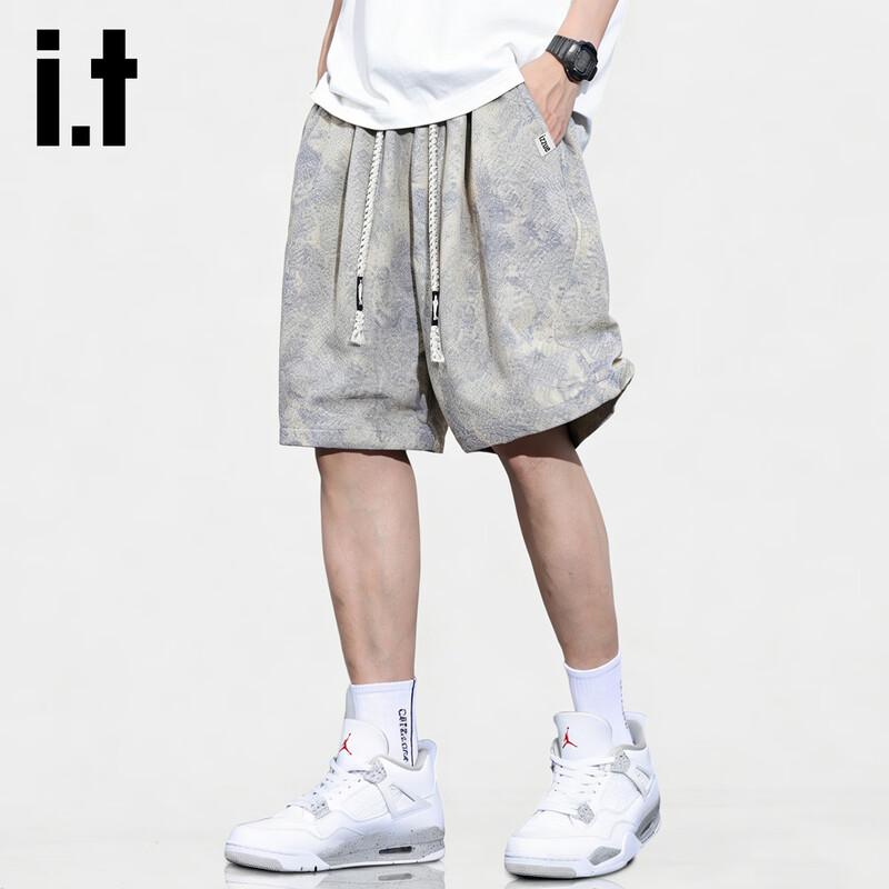 izzueit Men s Tie-Dye Drawstring Shorts L
