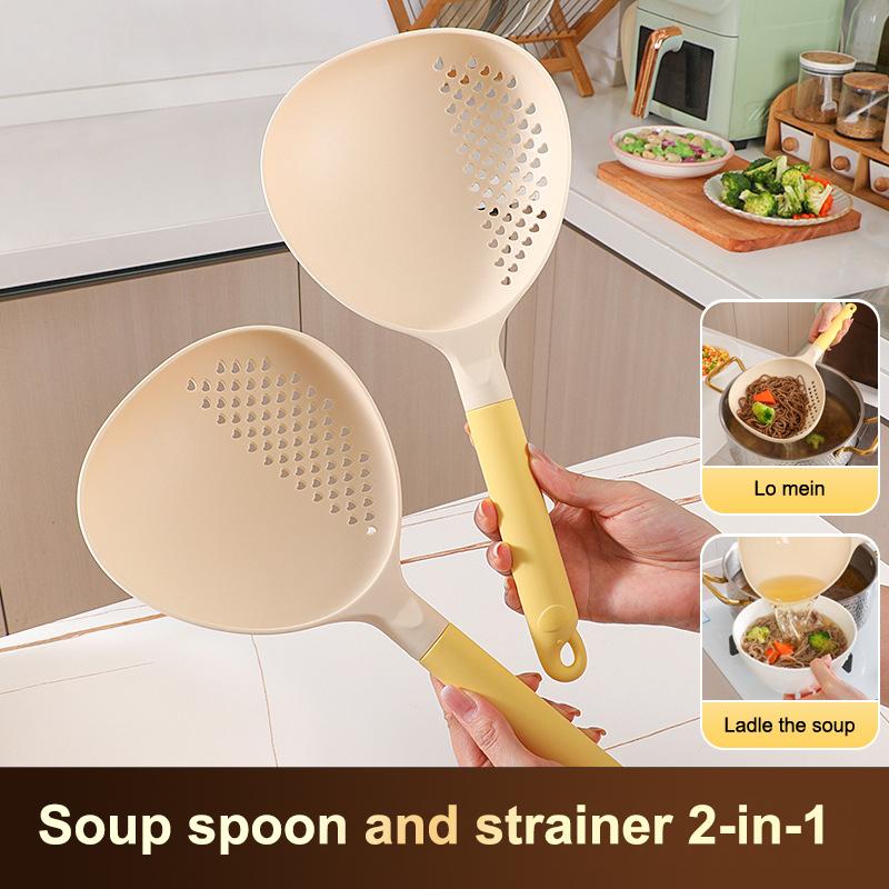 2In1 Soup Ladle & Colander Big Size High Heat Resistant Kitchen Ladle Strainer Efficient Draining Long Handle1/2/3/5Pcs