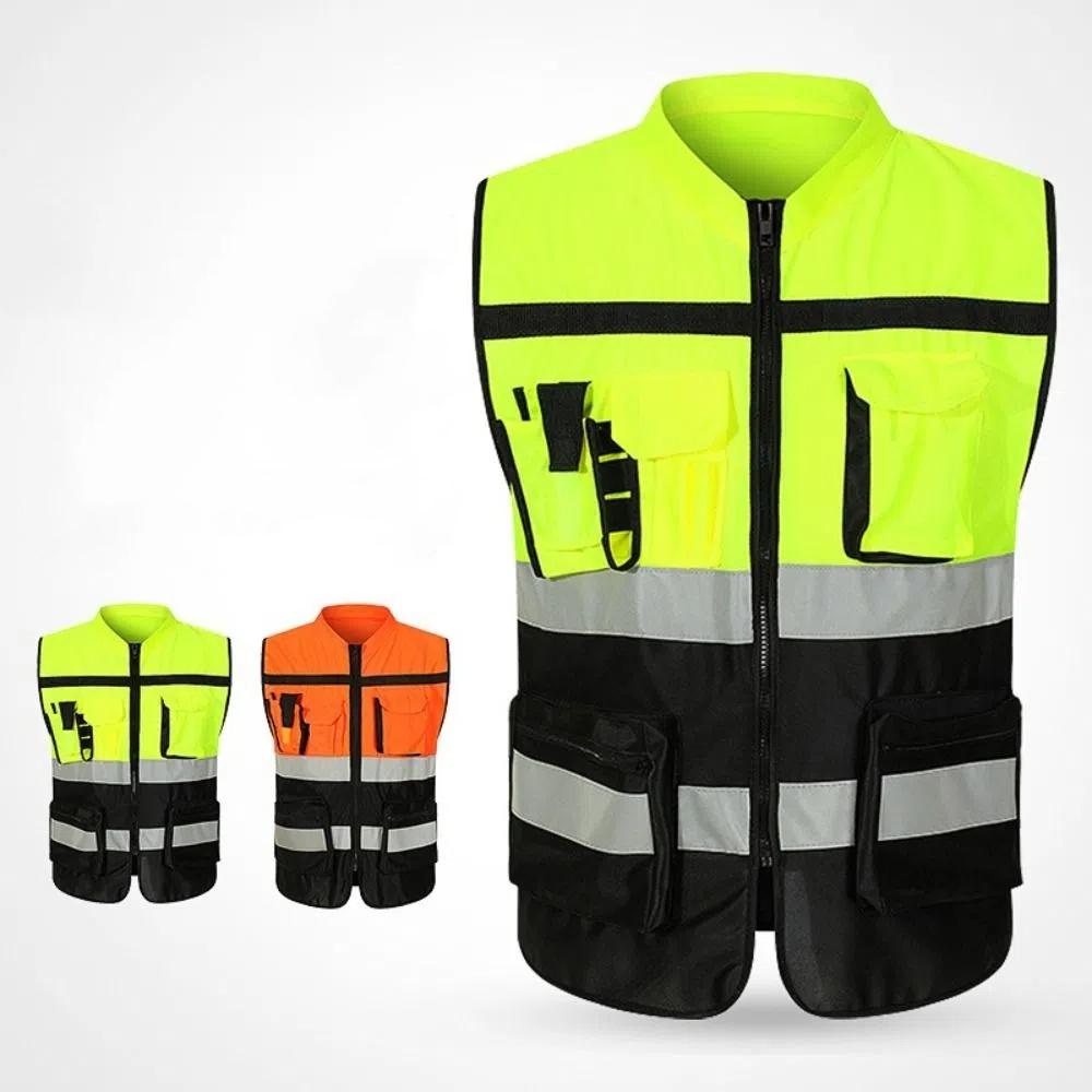 Con Bolsillo Chaleco Reflectante Alta Visibilidad Ropa de Construcción Ropa de Seguridad para Exteriores Ciclismo