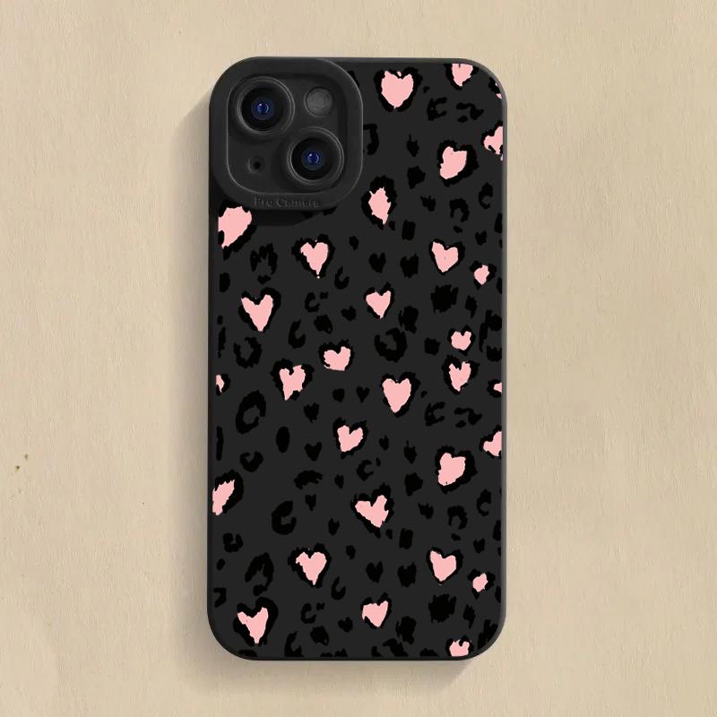 Leopard Print Flowers Phone Case For iPhone 16 15 Pro Max 14 Pro 13 12 11 16E 7 8 Pus XR XS X SE2 Shockproof Silicone Soft Cover