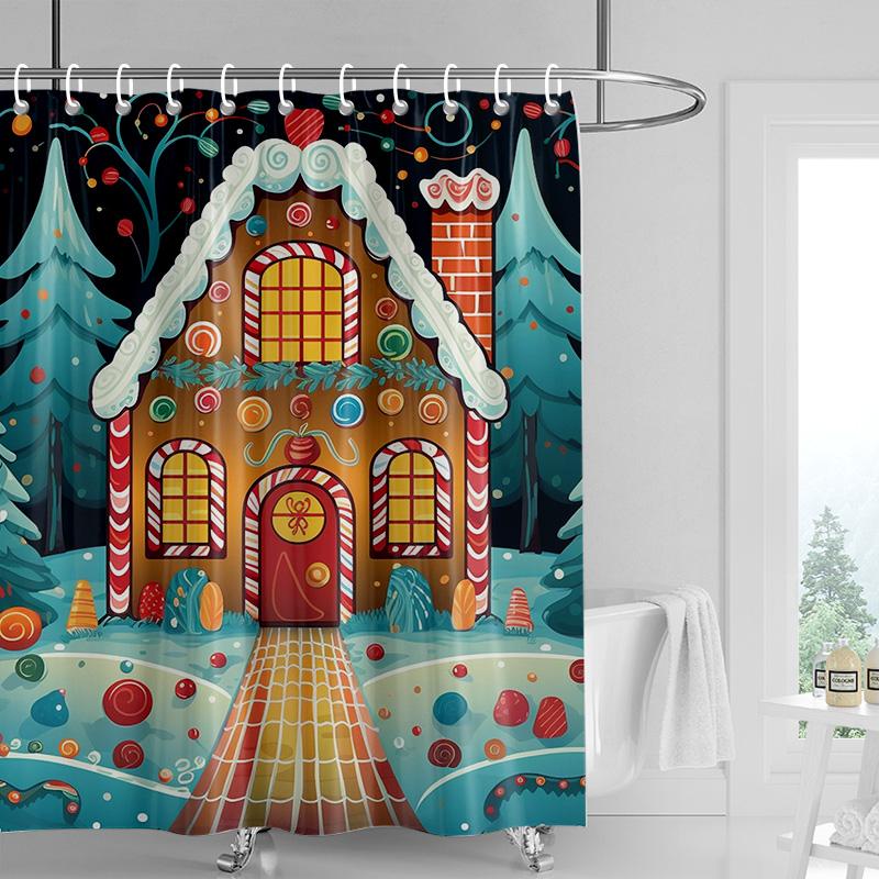 

Украшение дома шторки для душа для ванной водонепроницаемая шторная ткань Современный скандинавский стиль Гостиная С Рождеством зимний 90x180cm