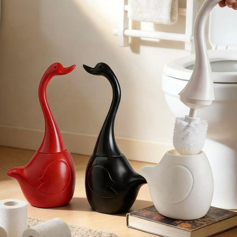 Cepillo para Inodoro Creativo de Cisne Limpieza del Hogar Base para Inodoro Mango Largo Juego de Cepillos de Limpieza Suministros de Decoración para Baño Regalo