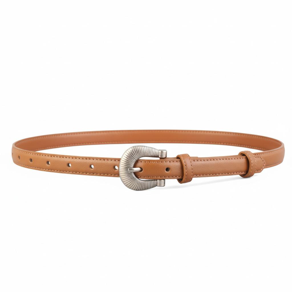 Cross Mirror Womens Leather Belt With Pin Buckle For Casual And Office Wear
