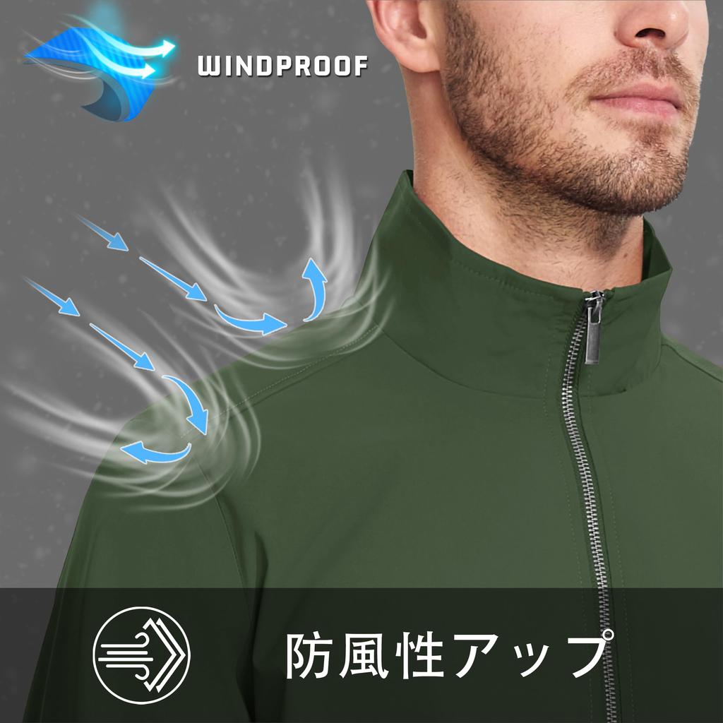 Jacket Plain Golf Wear Outerwear Windproof Zip Up Jacket Light Jacket Thin Jumper Outdoor Military Jacket Green Green L [KEFITEVD] Men's