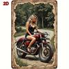 Vintage Motorcycle Metal Sign Pin-Up Girl Retro Garage Bar Decor 12x8in