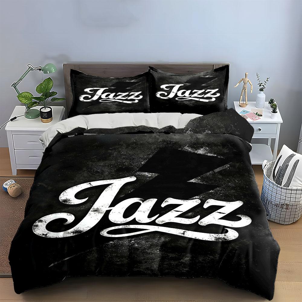 "Jazz text with lightning." Bedding sets Duvet cover sets Duvet covers Pillowcases(1 * Duvet Cover 2 * Pillowcases without duvet insert)
