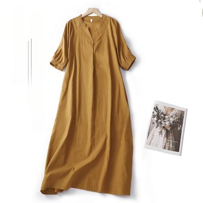 Fashionable Loose Women's Short Sleeved Retro Japanese Long Dress
