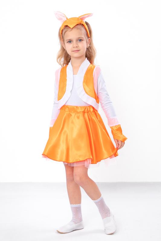 

Набір для перевдягання «Лисичка» для дівчинки – Велюрова жилетка, пишна спідниця та рукавички в комплекті, Зима, 7013 HC 98 помаранчевий