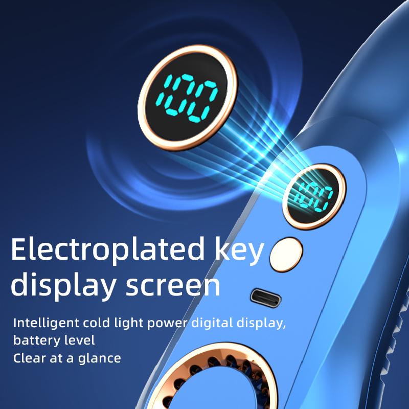 New 3000mA Portable Mini Hanging Neck Fan Bladeless Neckband Fan Digital Display Power Air Cooler USB Rechargeable Electric Fans