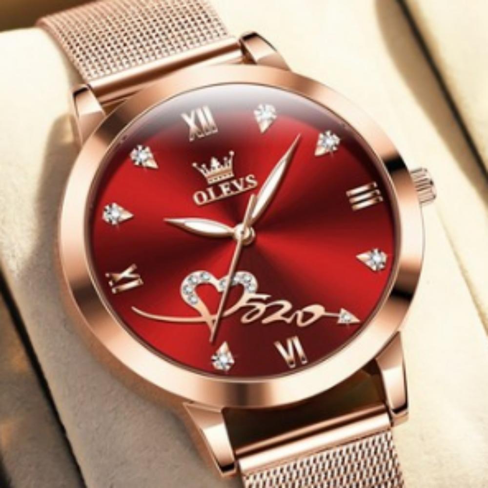OLEVS Women's Wristwatch Genuine Quartz Luxury Waterproof Luminous Metal Watch