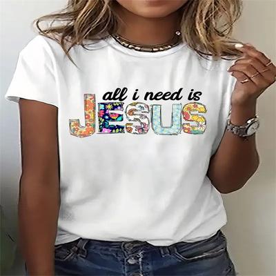 Summer Round Neck Printed Top Fashionable Casual Cute Short Sleeved Women's Pure Cotton T-shirts