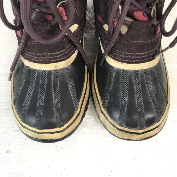 Canada SOREL Snow Boots 24.0 Brown Polka Dot Waterproof Inner Liner(USED)